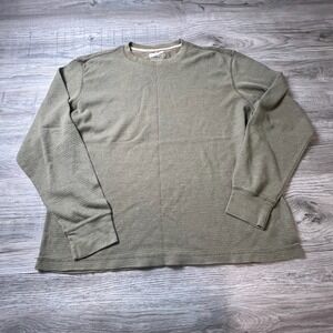 Faded Glory Thermal Shirt Mens L Green Waffle Knit Long Sleeve Cotton Blend S15